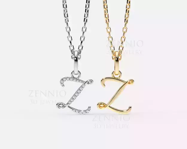 Initial Letter Z Alphabet pendant