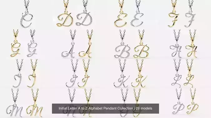 Initial Letter A to Z Alphabet Pendant Collection 