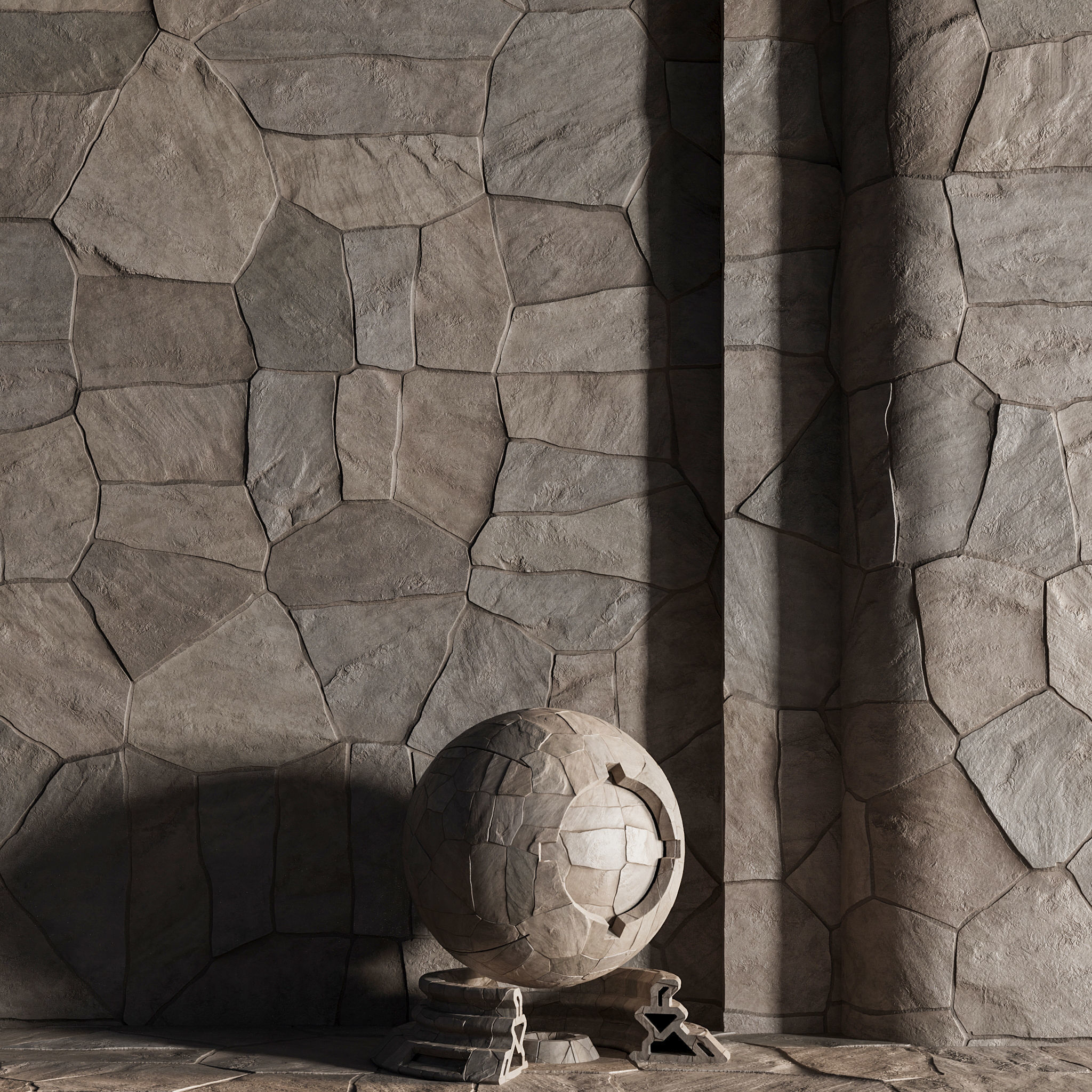 H71 Slate Stone Floor - PBR - 4K Low-poly 3D model_5