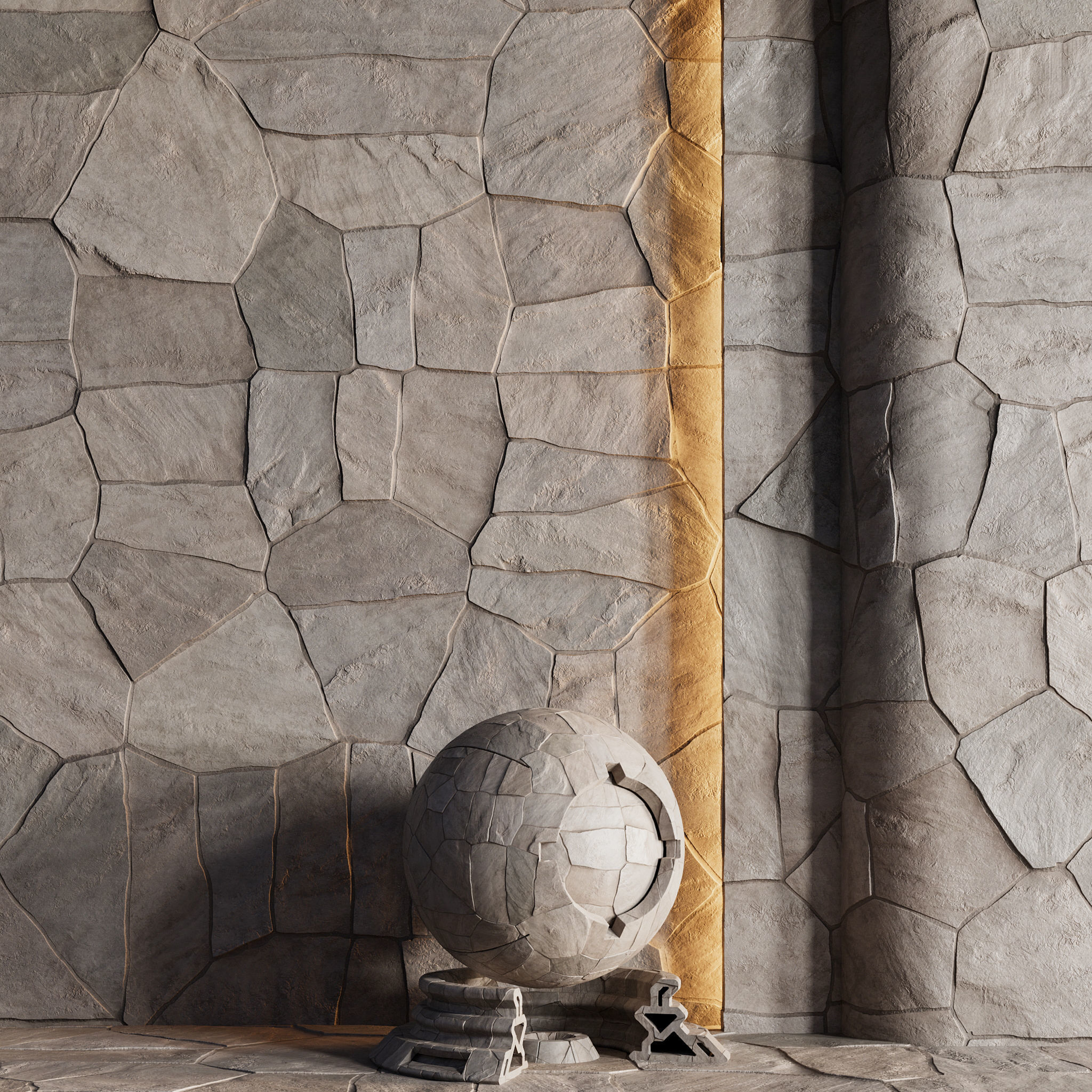 H71 Slate Stone Floor - PBR - 4K Low-poly 3D model_4