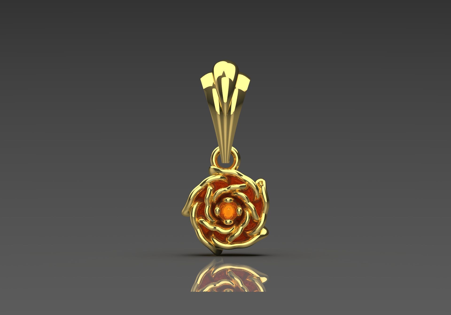gold rose flower pendant gp0026 3D print model_1