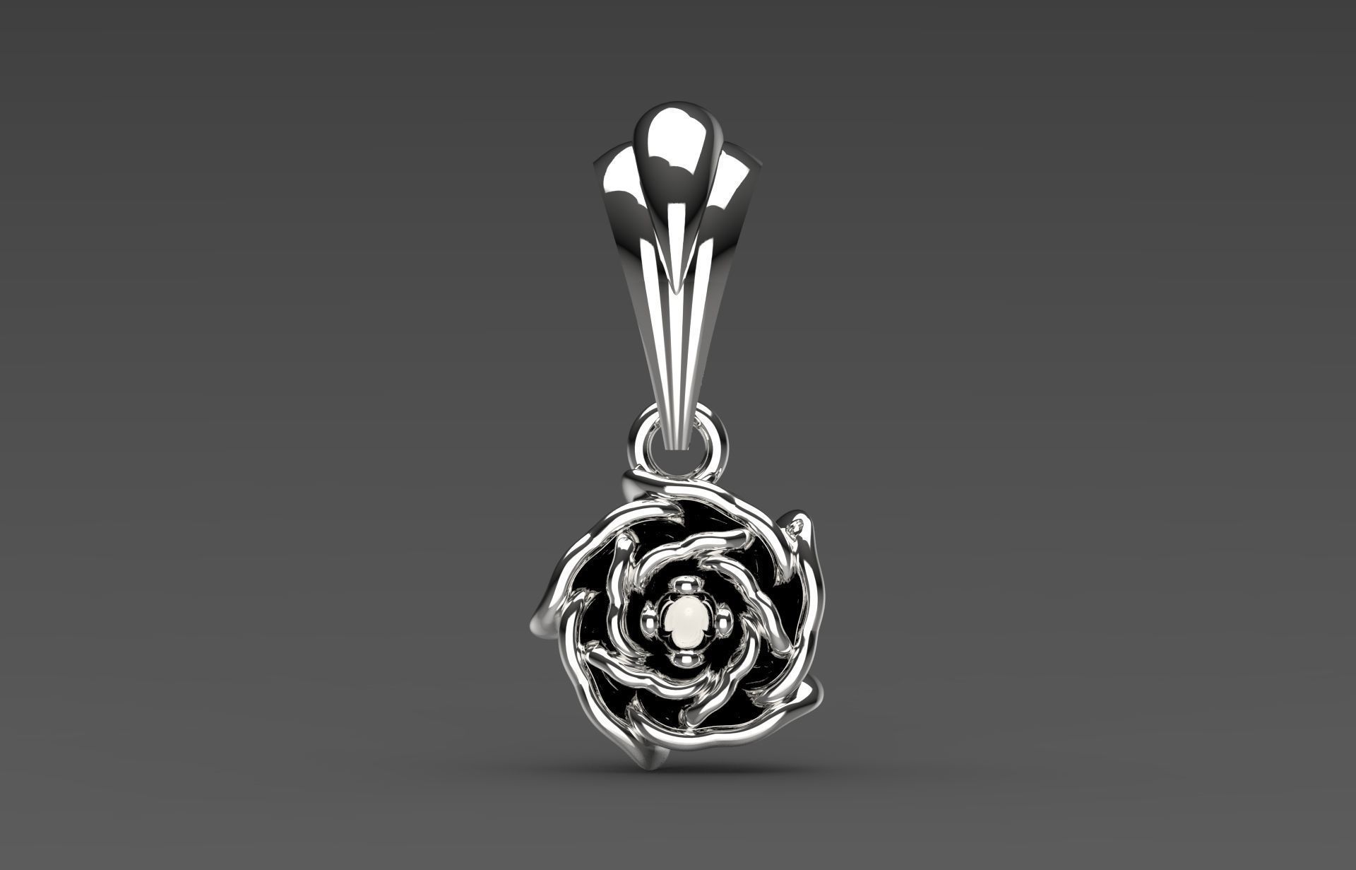 gold rose flower pendant gp0026 3D print model_17