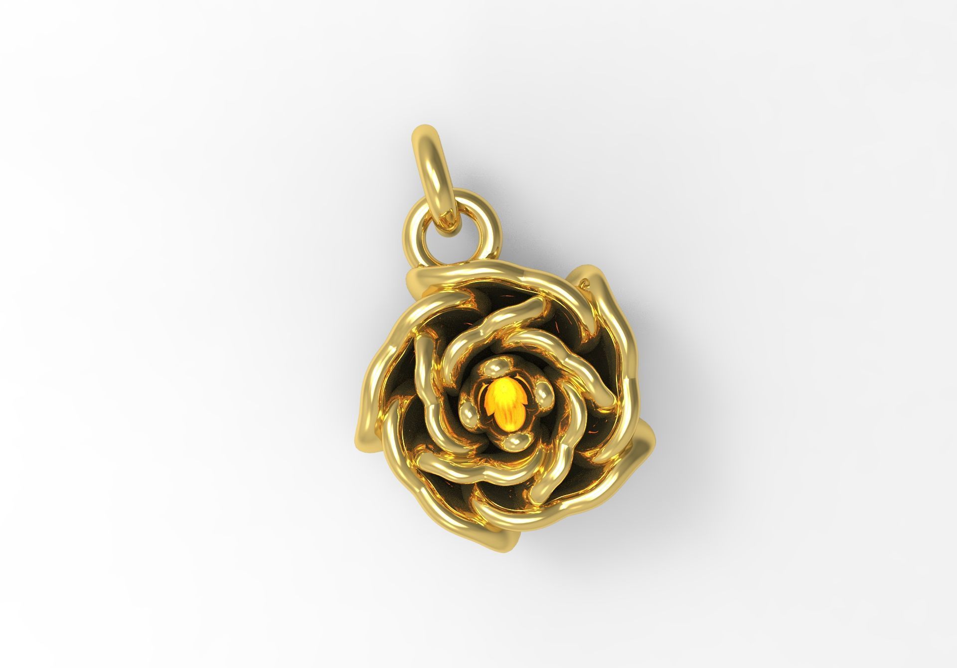 gold rose flower pendant gp0026 3D print model_10