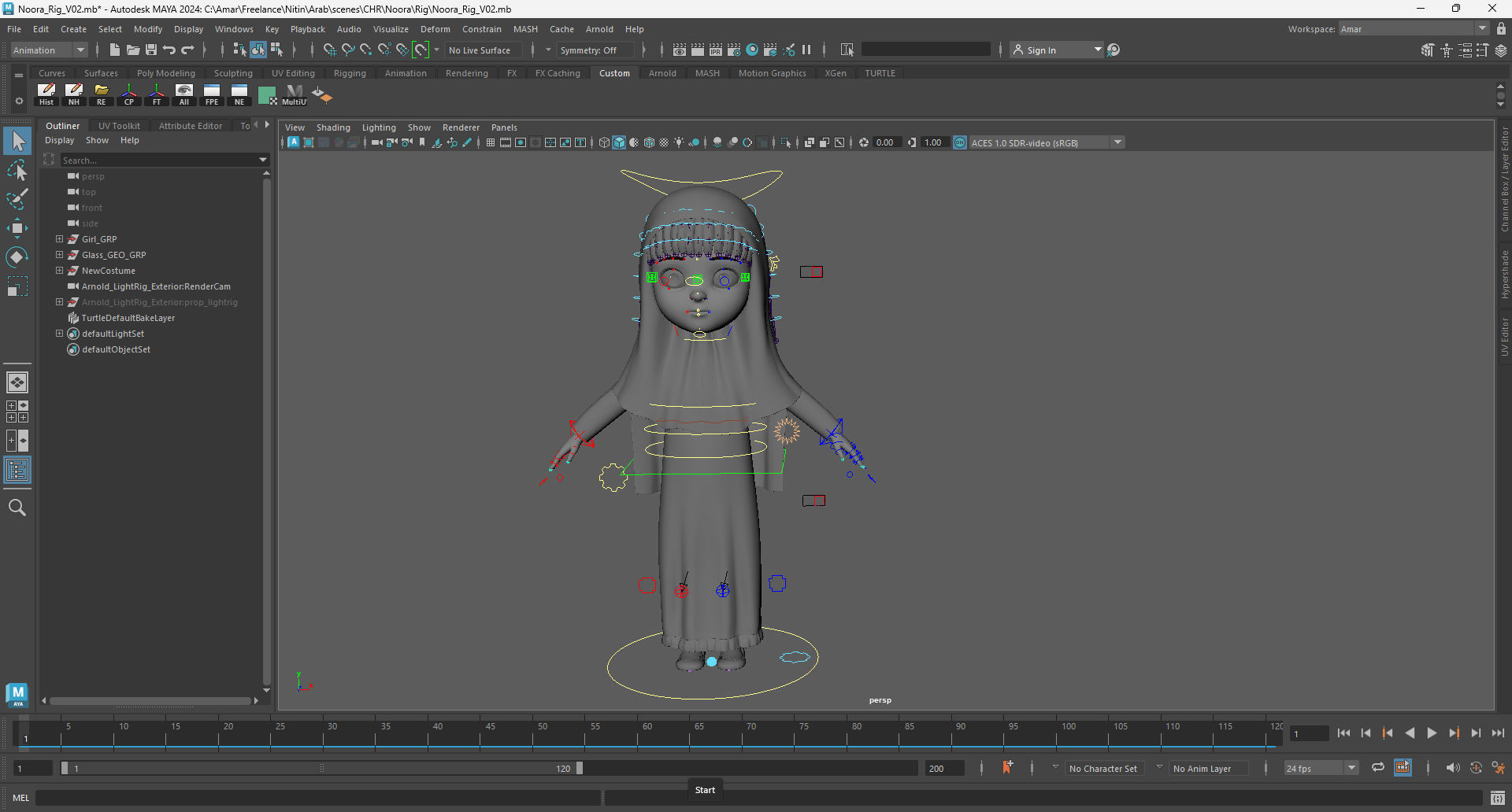 Arab kids character Noora with Texture Rig Hair file 3D model 3D model_2