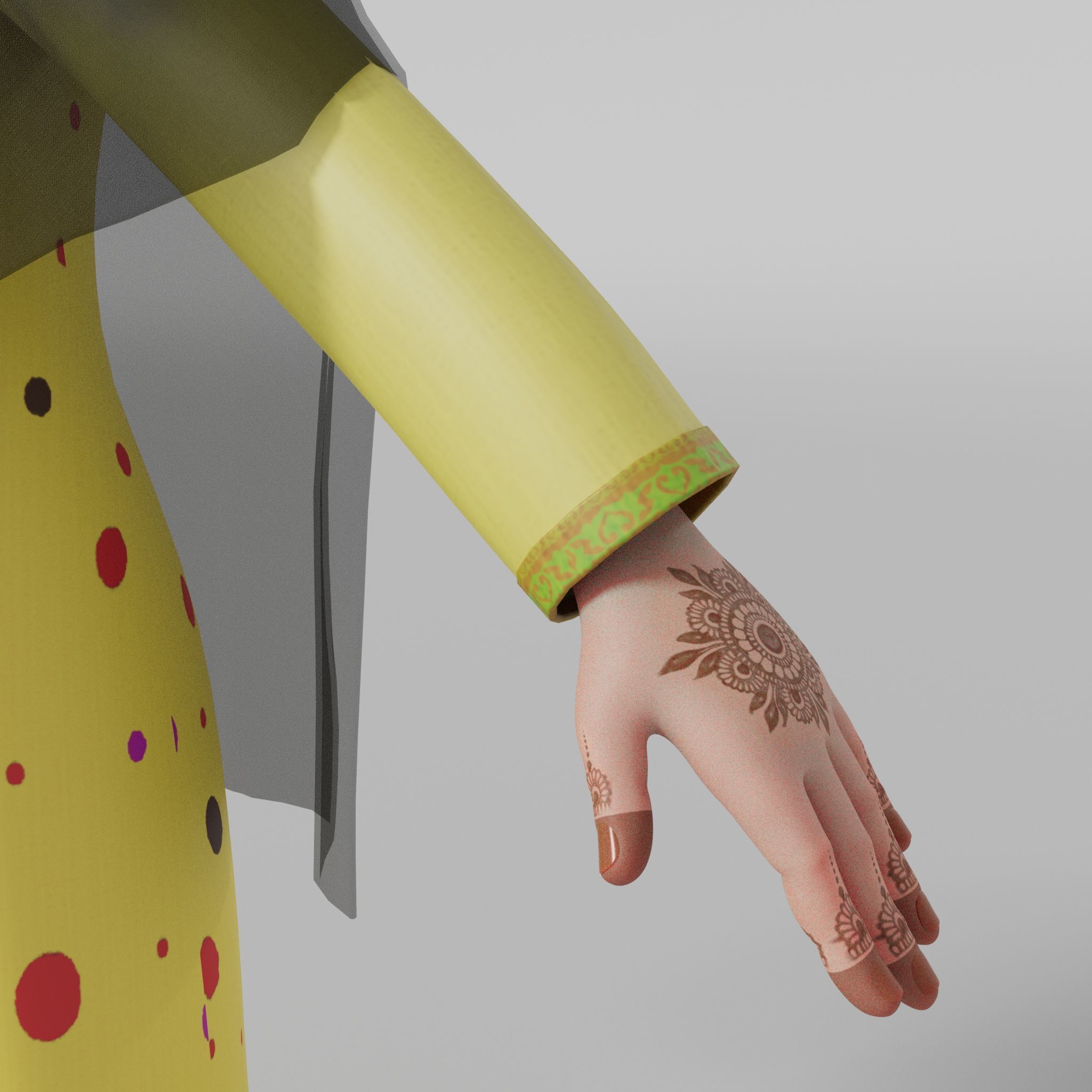 Arab kids character Noora with Texture Rig Hair file 3D model 3D model_7