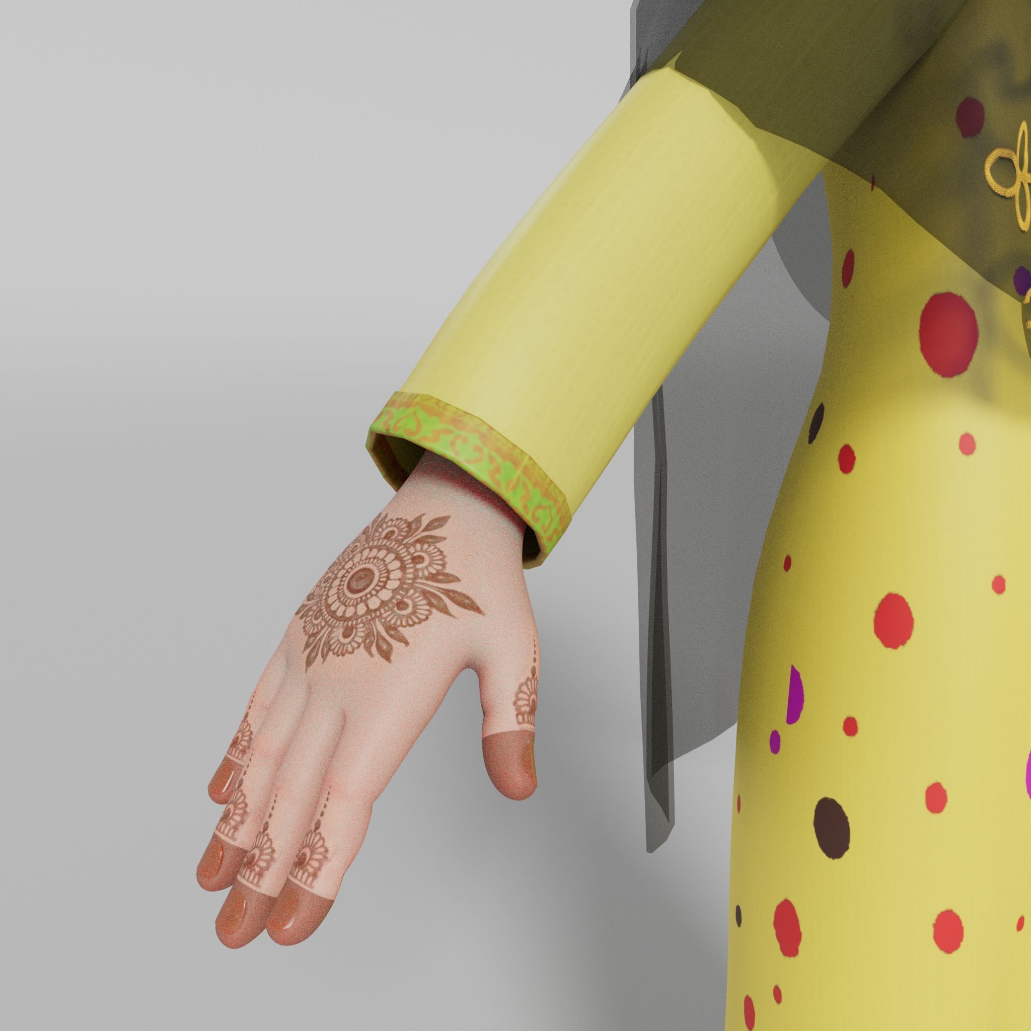 Arab kids character Noora with Texture Rig Hair file 3D model 3D model_6