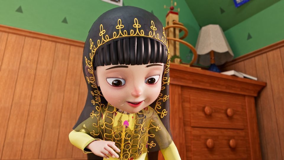 Arab kids character Noora with Texture Rig Hair file 3D model 3D model_12