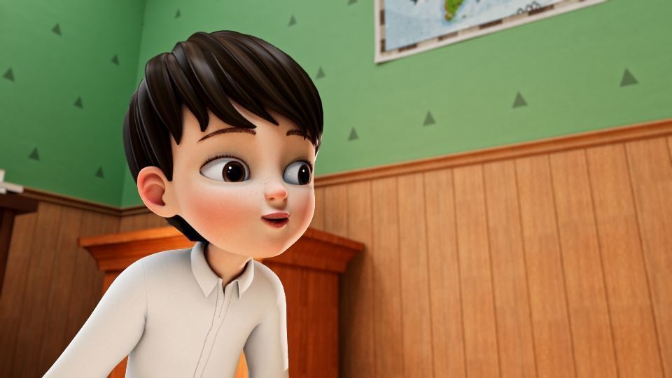 Arab kids character Noora with Texture Rig Hair file 3D model 3D model_11