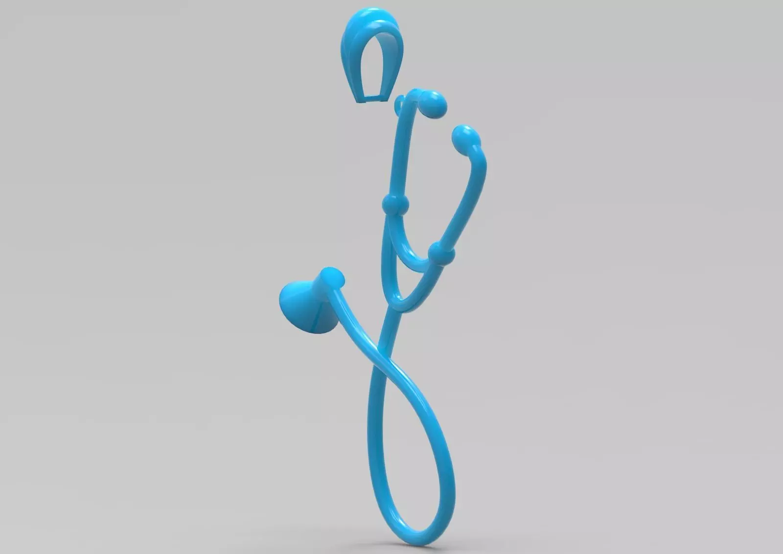 White gold STL pendant with stethoscope design gp0081 3D print model_24