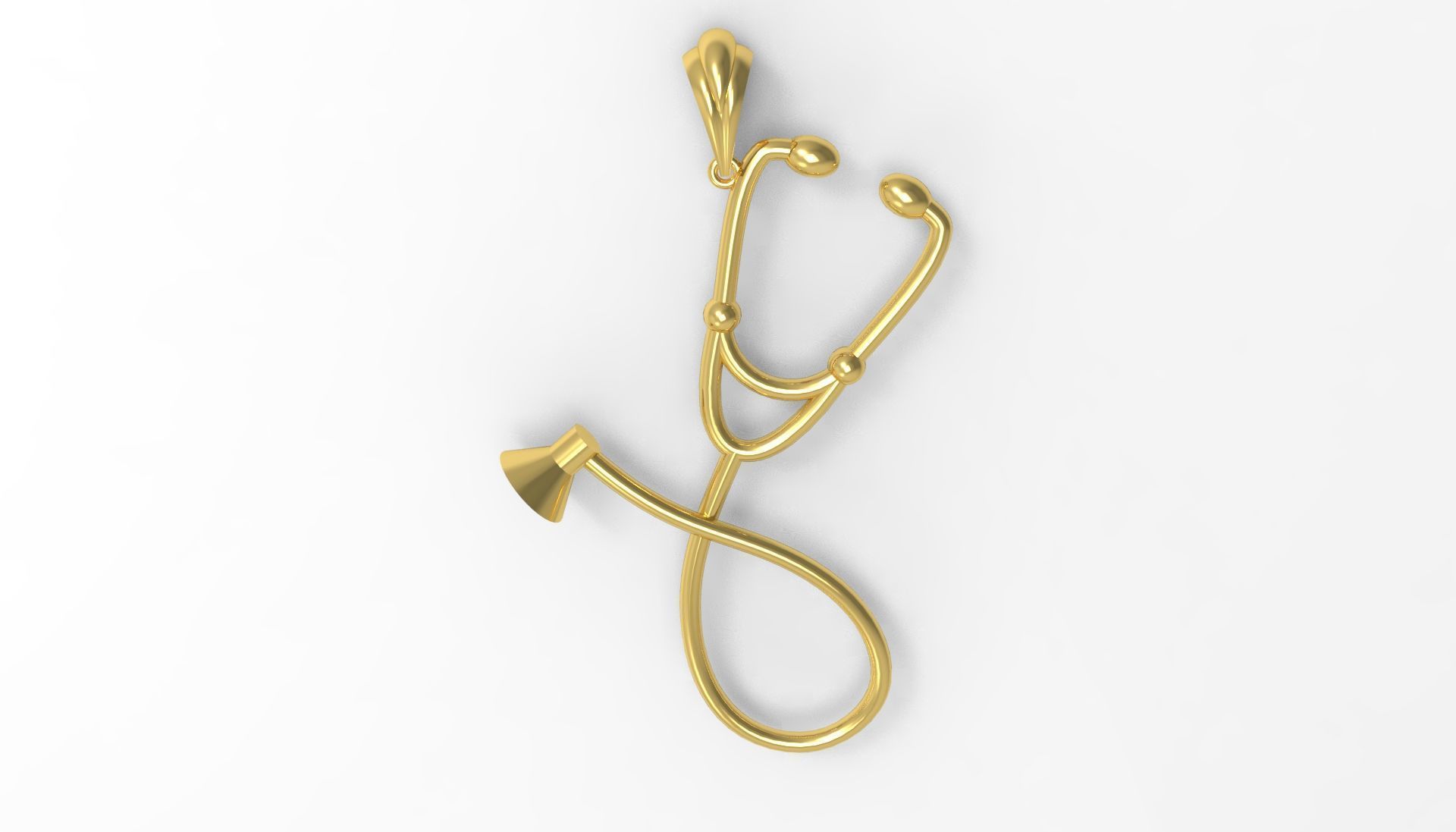 White gold STL pendant with stethoscope design gp0081 3D print model_16