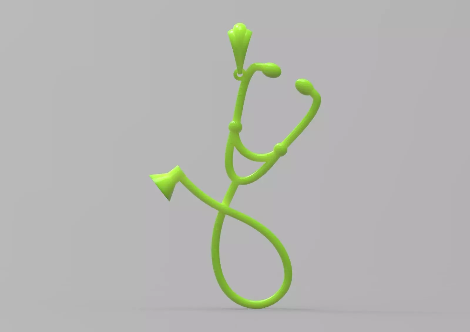 White gold STL pendant with stethoscope design gp0081 3D print model_22