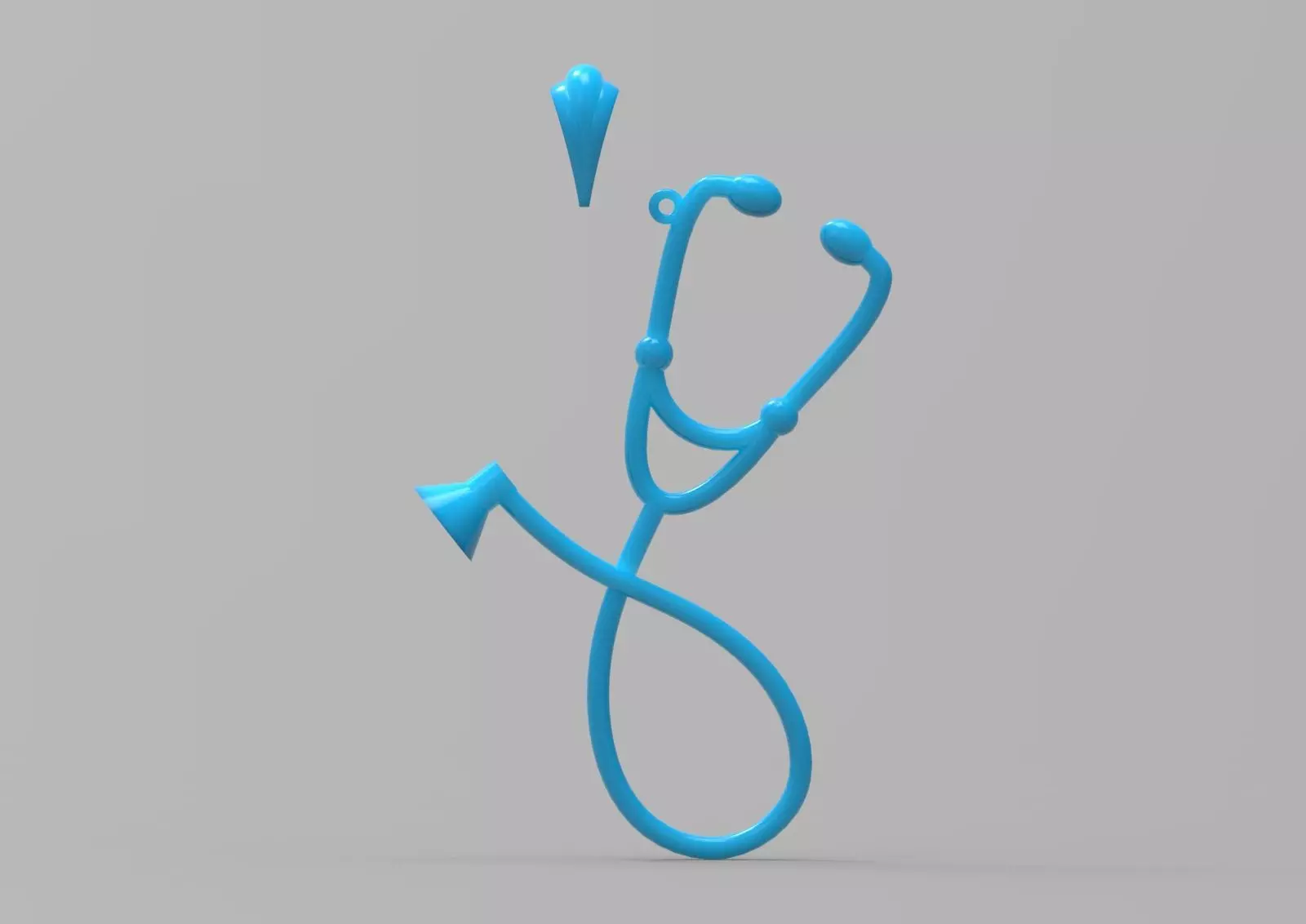 White gold STL pendant with stethoscope design gp0081 3D print model_23