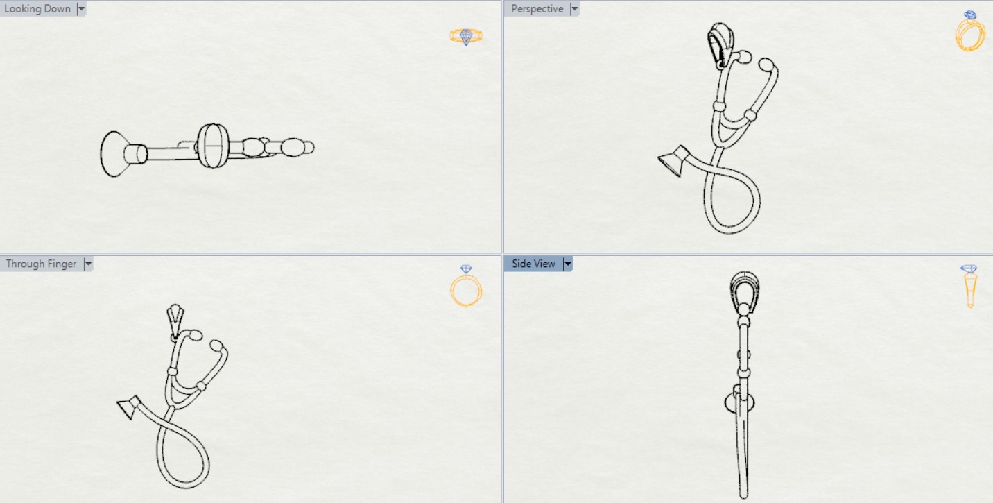 White gold STL pendant with stethoscope design gp0081 3D print model_13