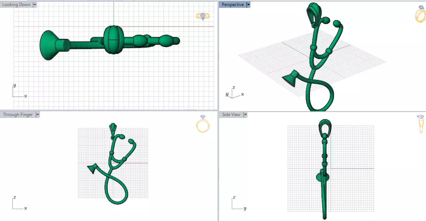 White gold STL pendant with stethoscope design gp0081 3D print model_19