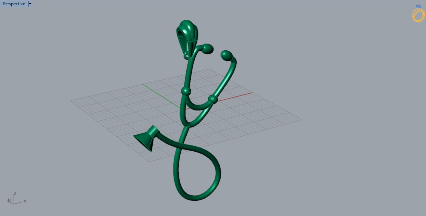 White gold STL pendant with stethoscope design gp0081 3D print model_5
