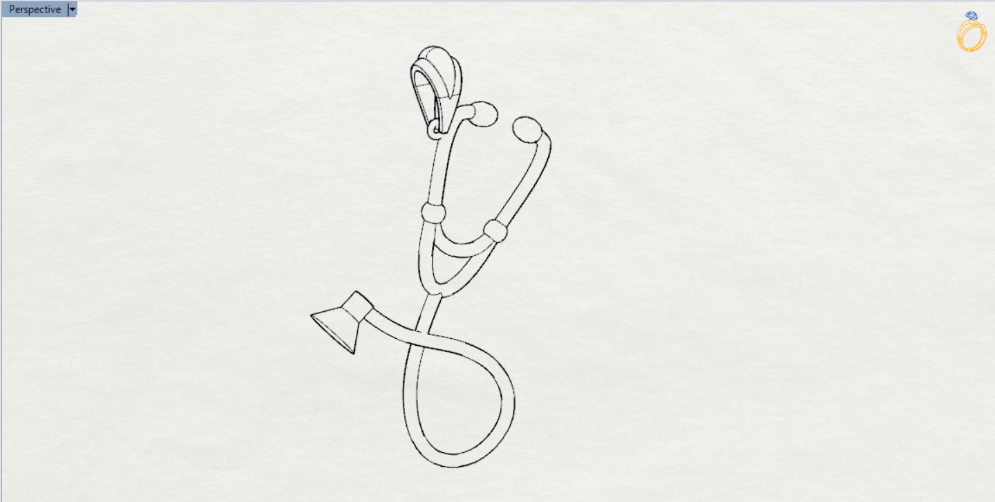 White gold STL pendant with stethoscope design gp0081 3D print model_6