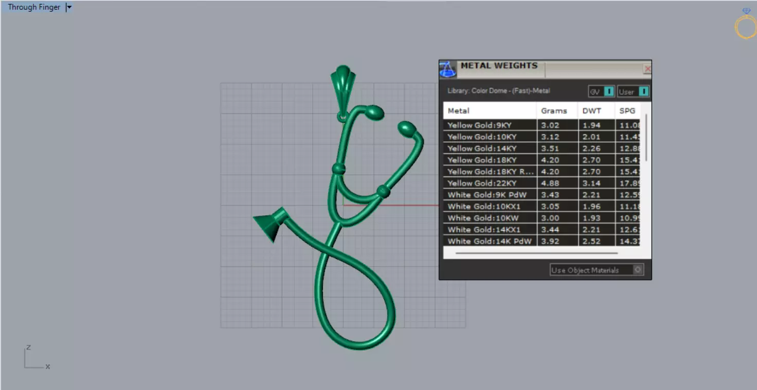 White gold STL pendant with stethoscope design gp0081 3D print model_25