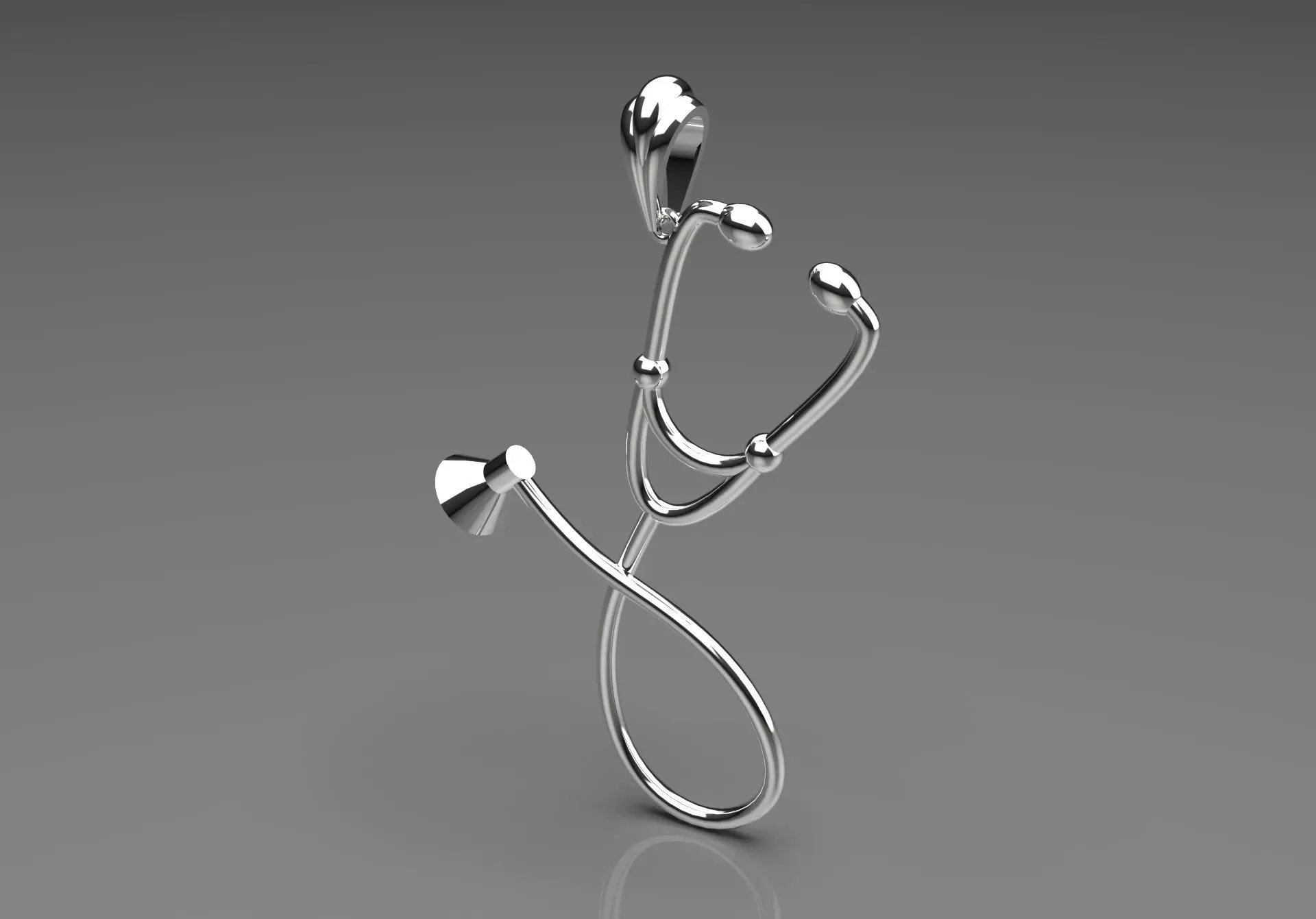White gold STL pendant with stethoscope design gp0081 3D print model_0
