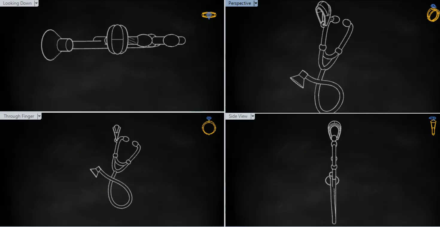 White gold STL pendant with stethoscope design gp0081 3D print model_18