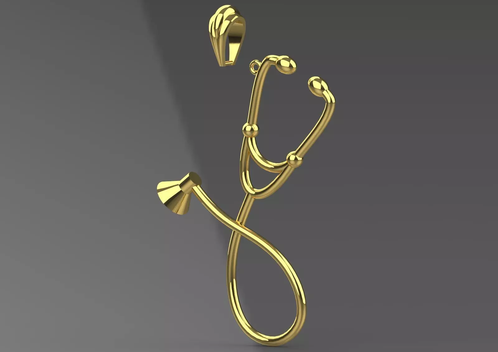 White gold STL pendant with stethoscope design gp0081 3D print model_28