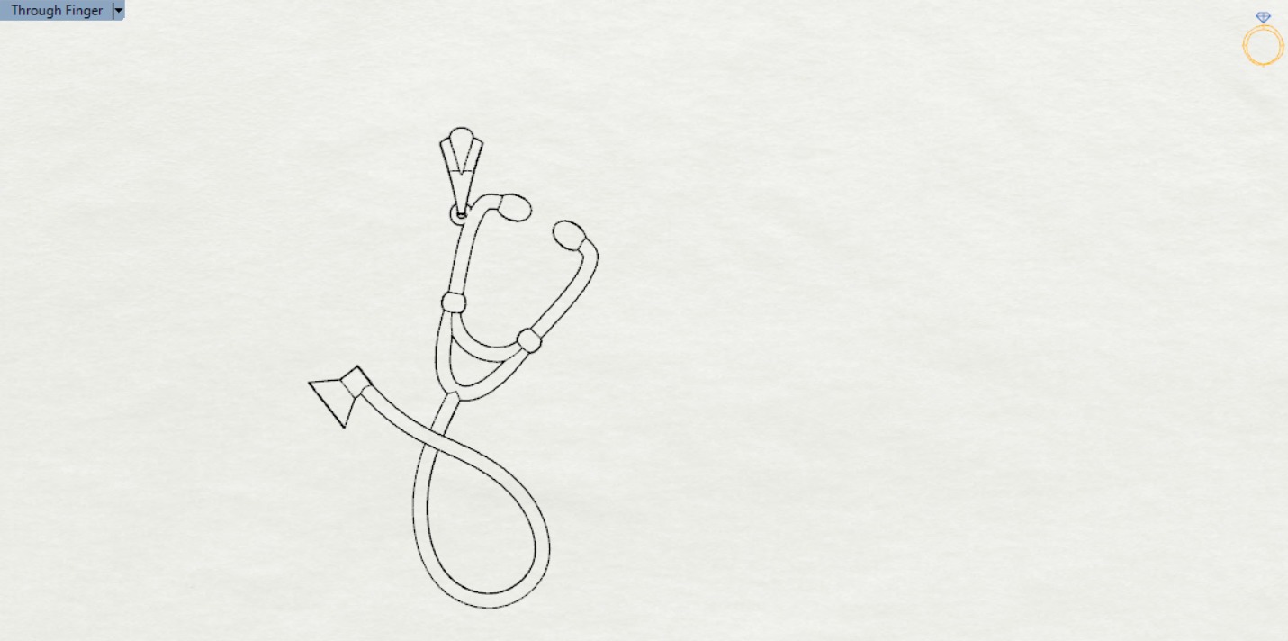 White gold STL pendant with stethoscope design gp0081 3D print model_10