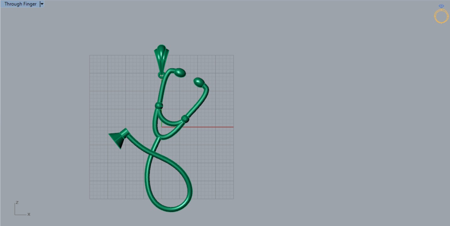 White gold STL pendant with stethoscope design gp0081 3D print model_9