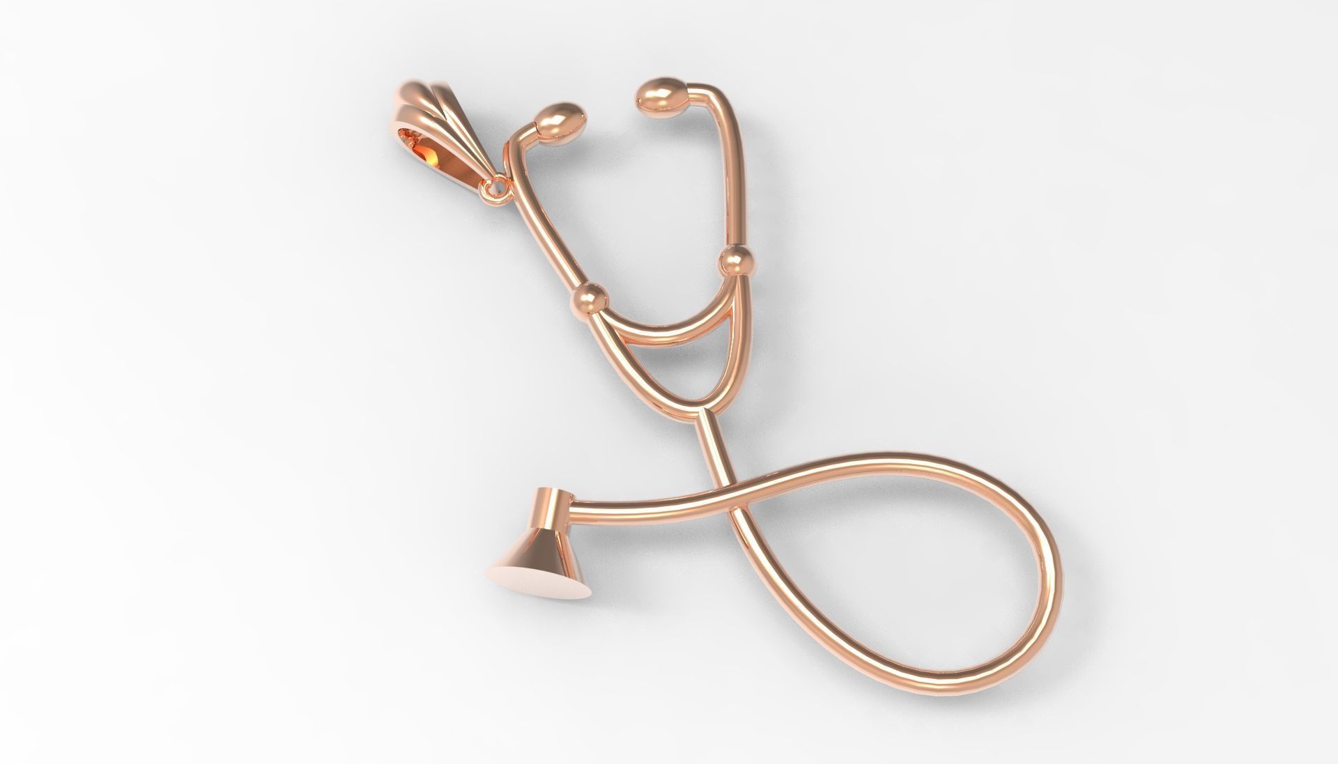 White gold STL pendant with stethoscope design gp0081 3D print model_14