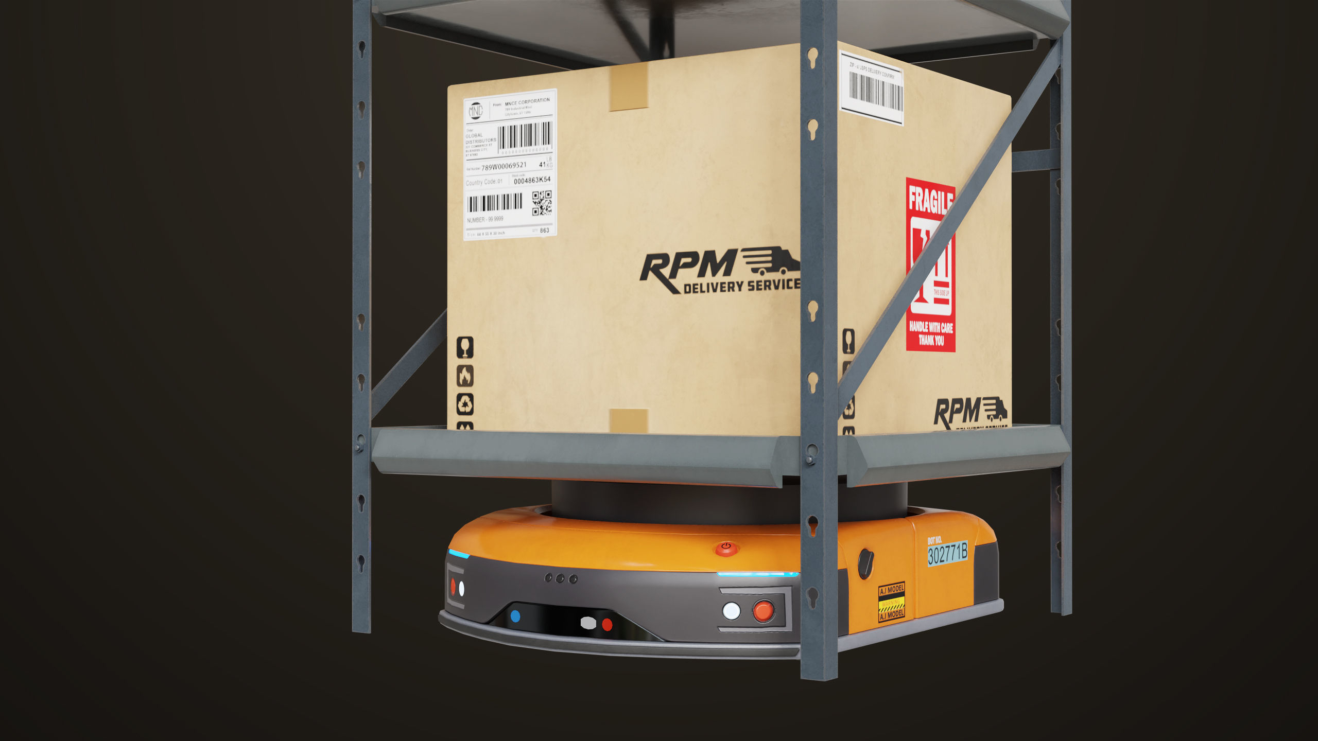 Warehouse Robot Generic All PBR Unity UE Textures Low-poly 3D model_9