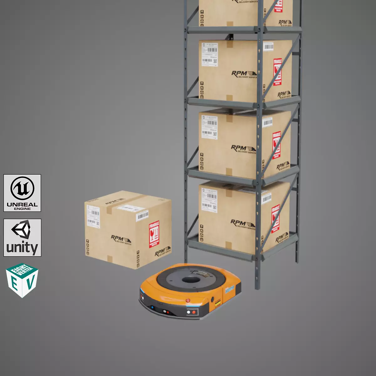 Warehouse Robot Generic All PBR Unity UE Textures Low-poly 3D model_0