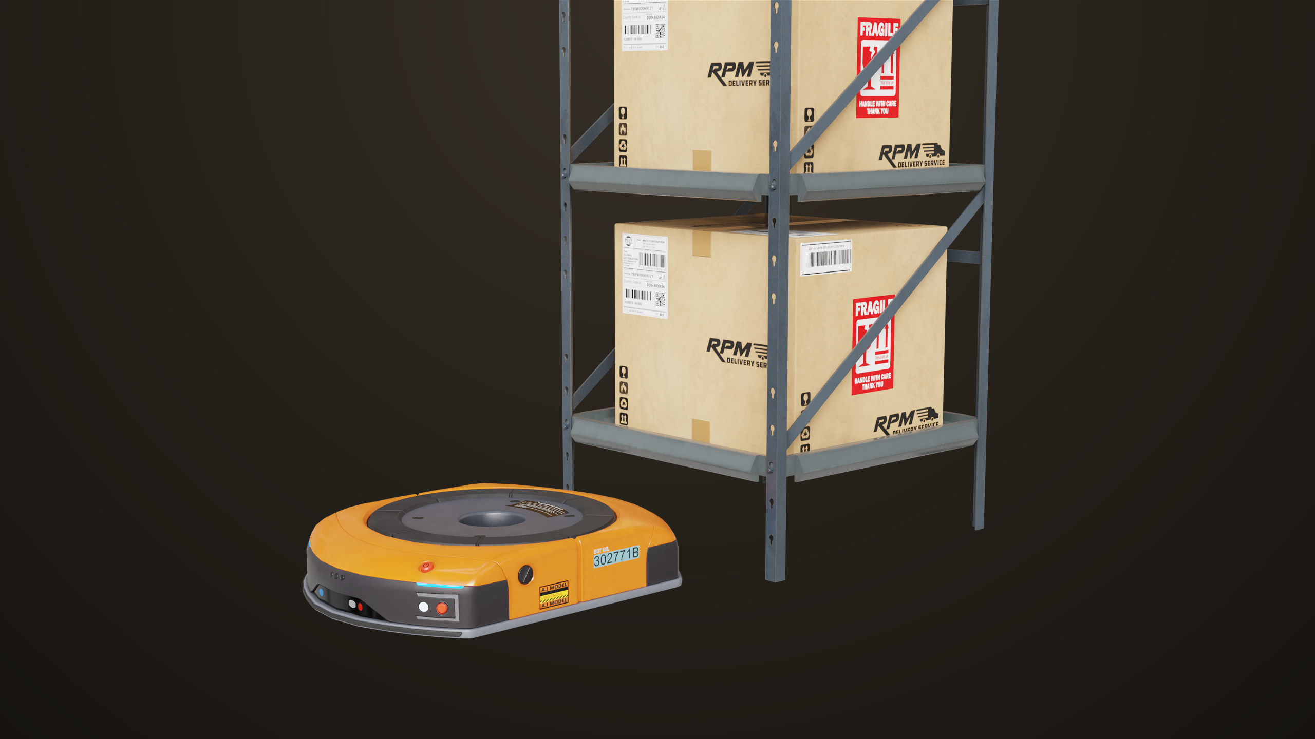 Warehouse Robot Generic All PBR Unity UE Textures Low-poly 3D model_6