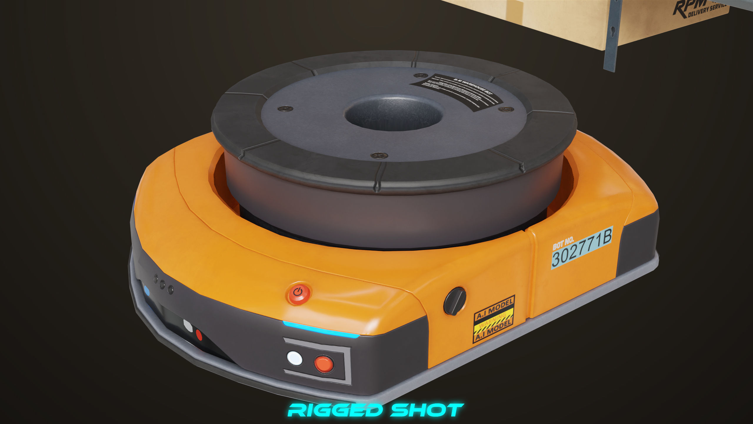 Warehouse Robot Generic All PBR Unity UE Textures Low-poly 3D model_12