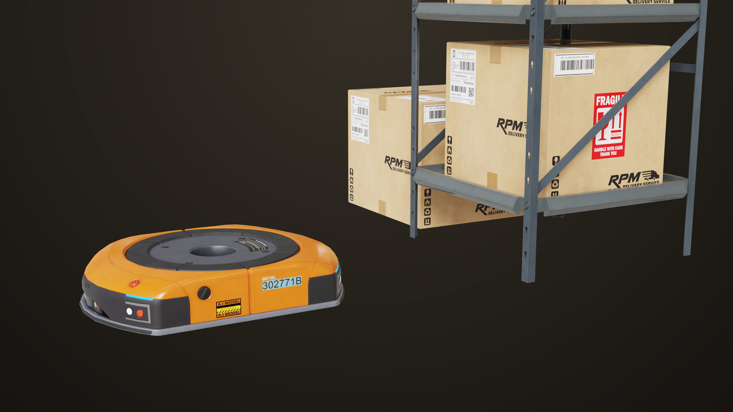 Warehouse Robot Generic All PBR Unity UE Textures Low-poly 3D model_24