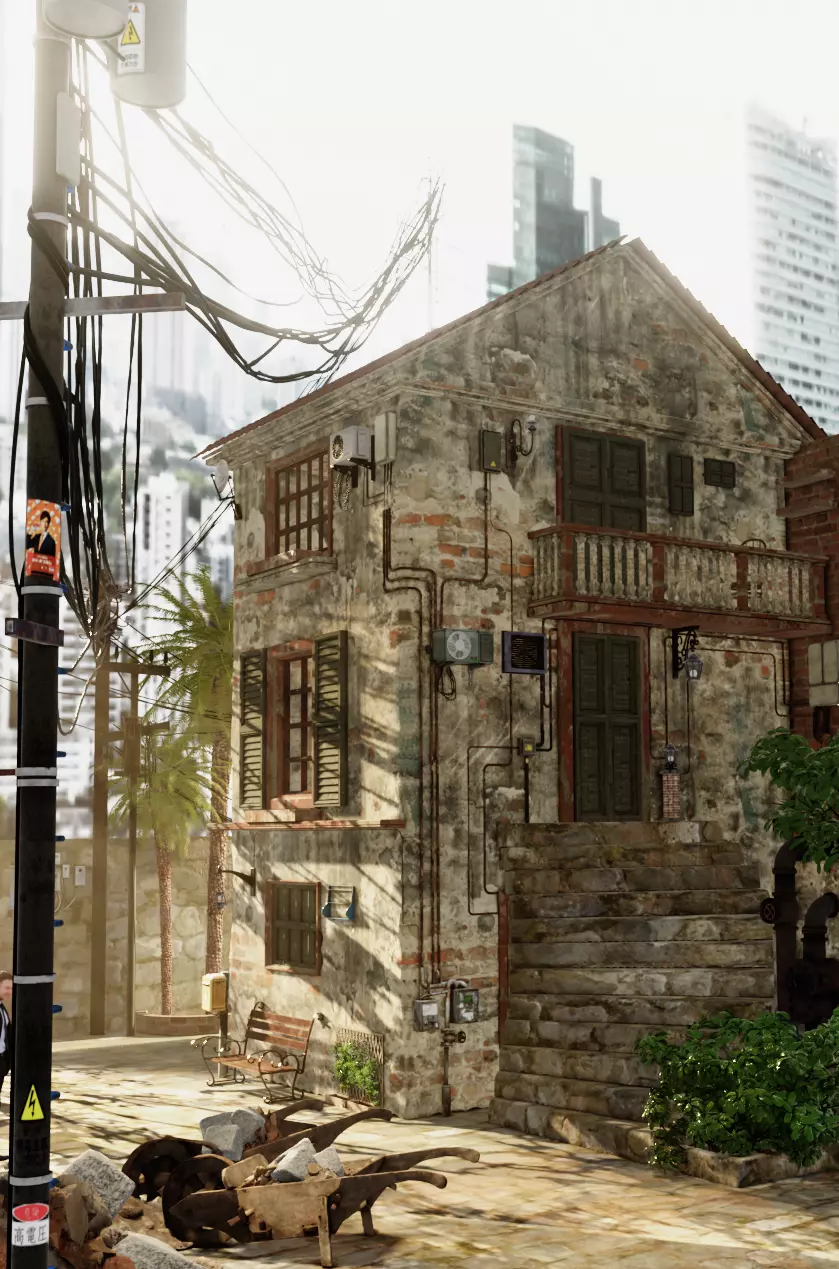 Abandoned old house 3D model_0