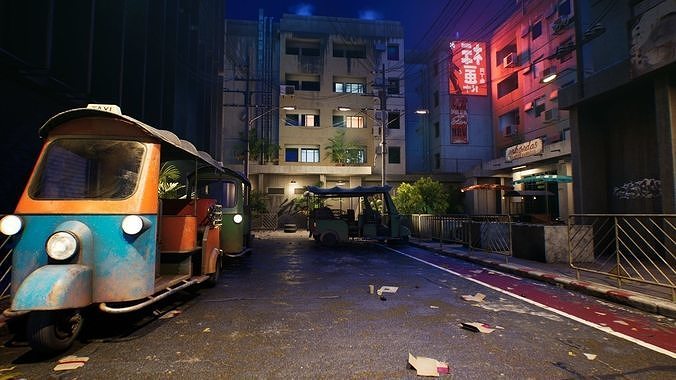 Bangkok Cyberpunk City UE Low-poly 3D model 2