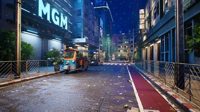 Bangkok Cyberpunk City UE Low-poly 3D model 6