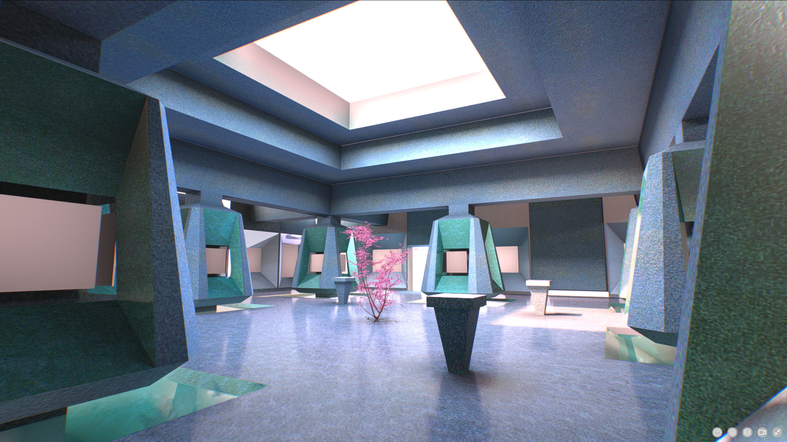 G0039 VR Photo Gallery Green Low-poly 3D model_3