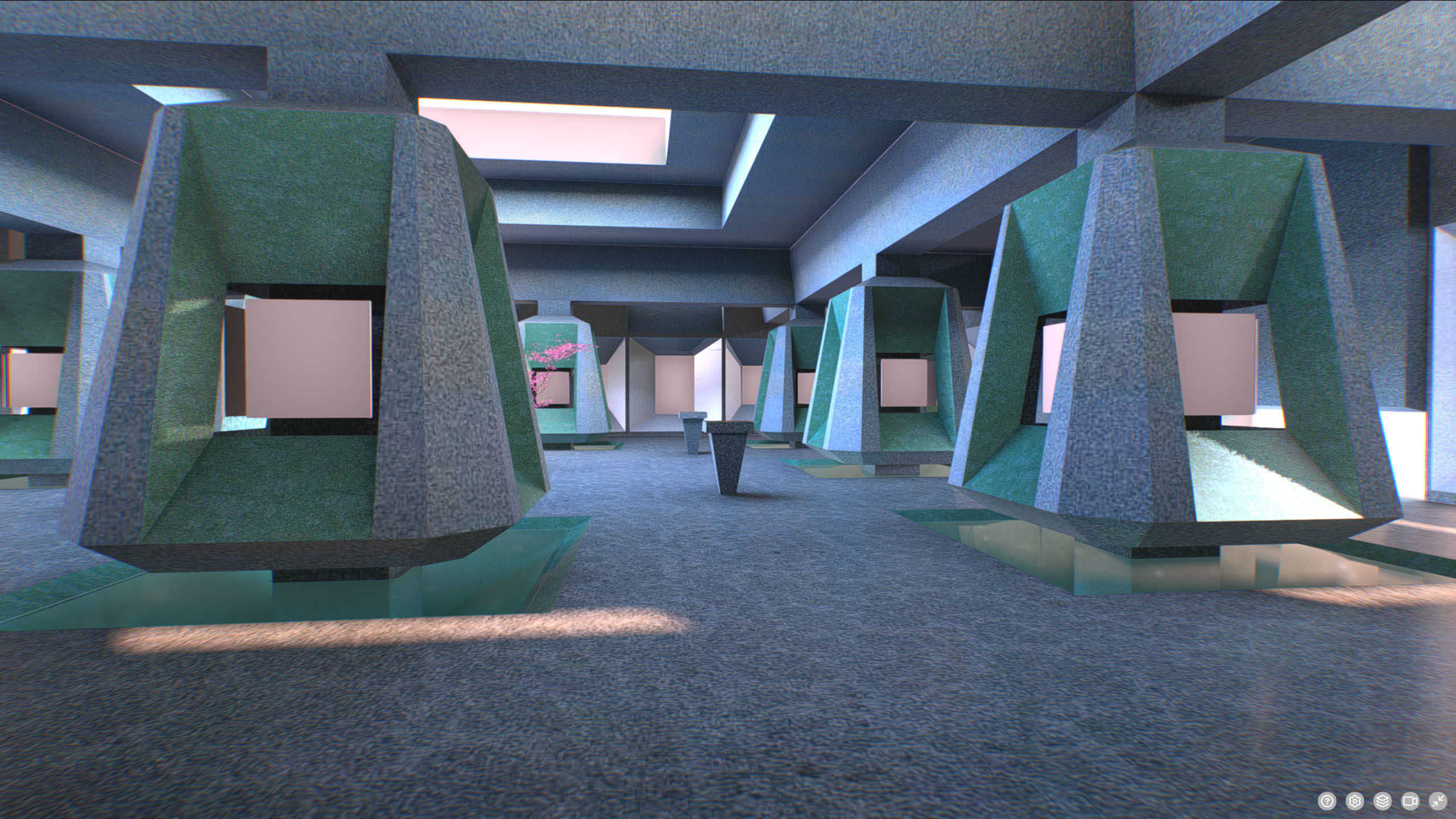 G0039 VR Photo Gallery Green Low-poly 3D model_8