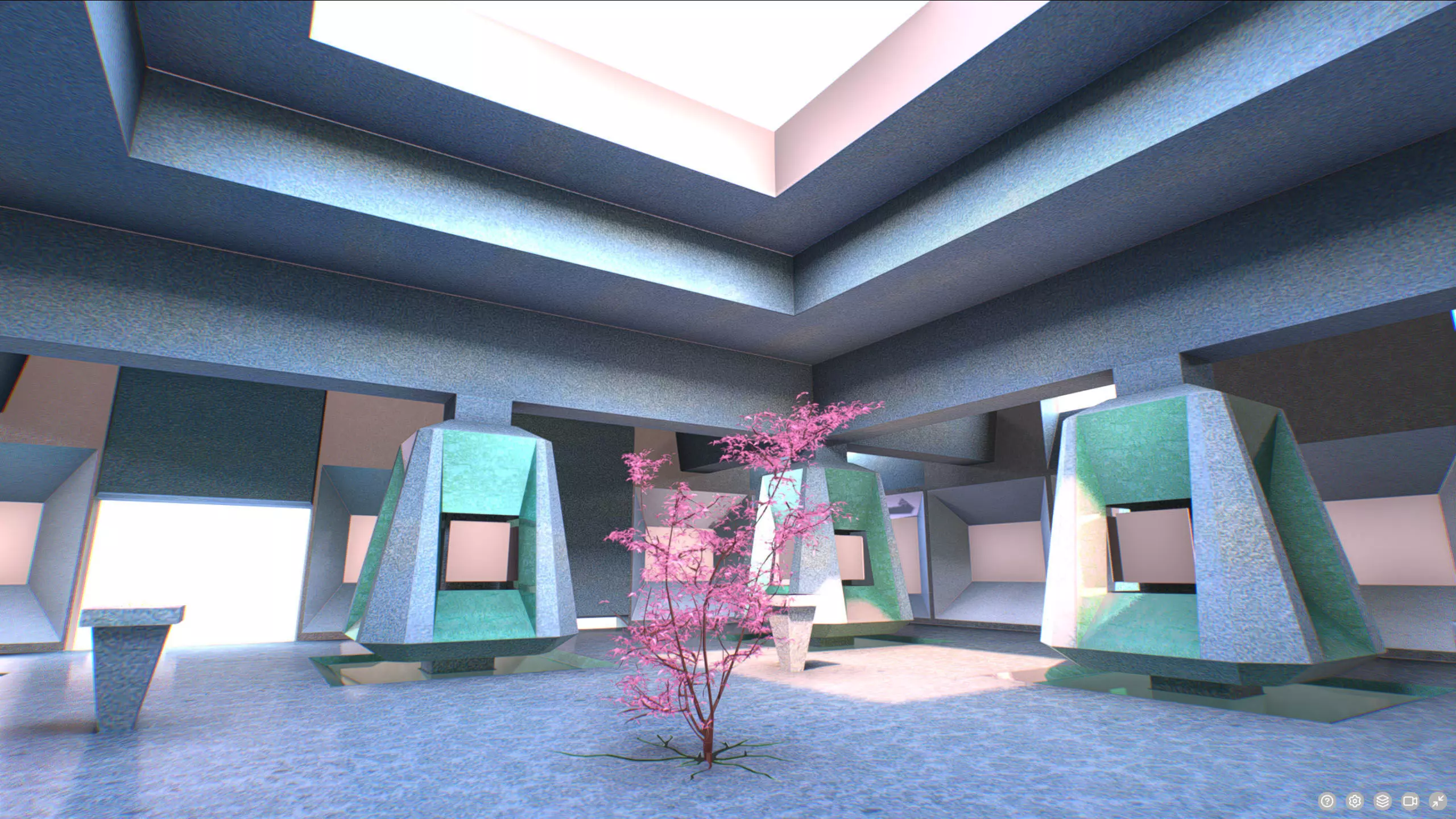 G0039 VR Photo Gallery Green Low-poly 3D model_0