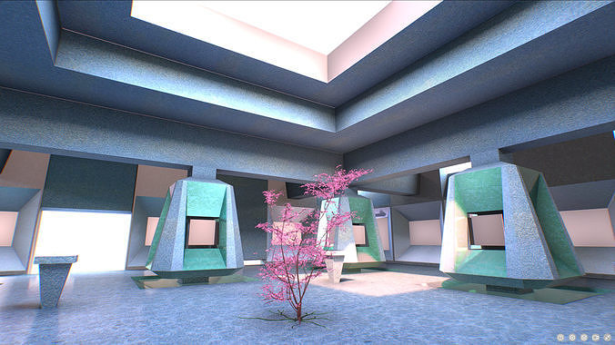G0039 VR Photo Gallery Green Low-poly 3D model
