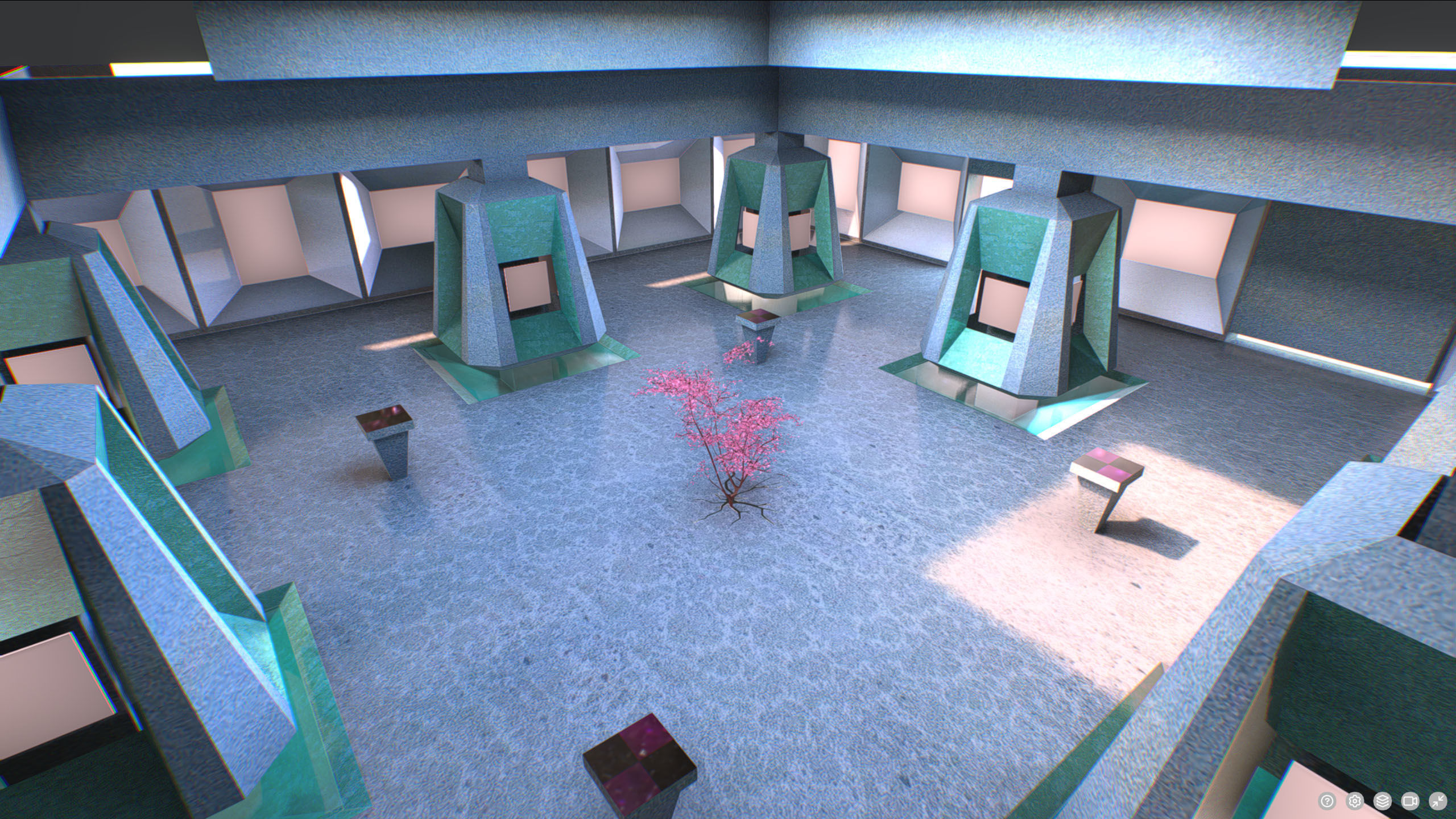 G0039 VR Photo Gallery Green Low-poly 3D model_5