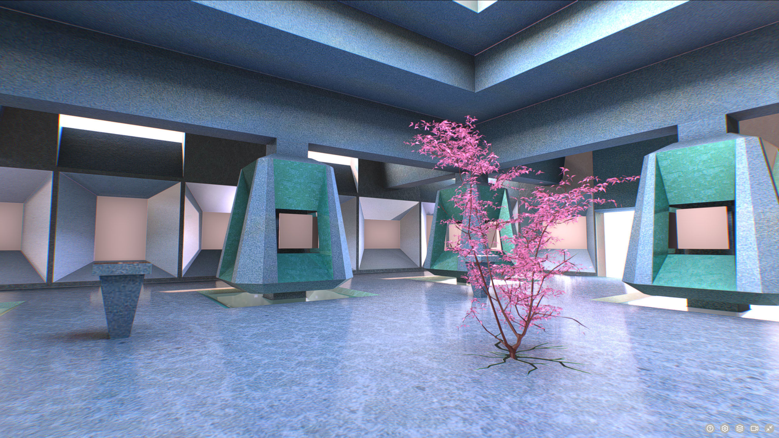 G0039 VR Photo Gallery Green Low-poly 3D model_10