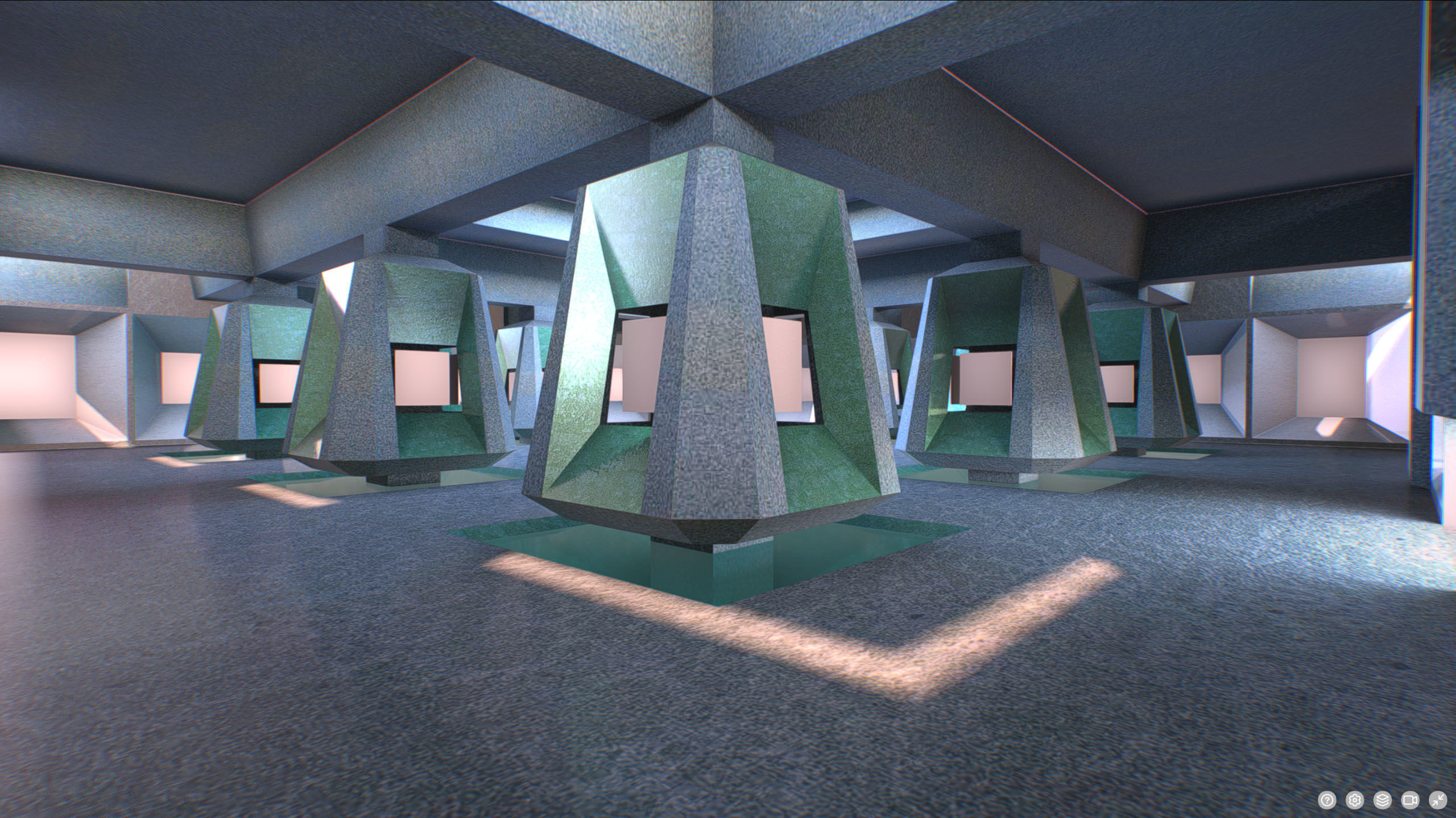 G0039 VR Photo Gallery Green Low-poly 3D model_9