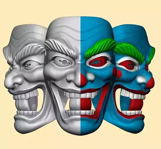 Clown Joker Oni Mask 3D print model