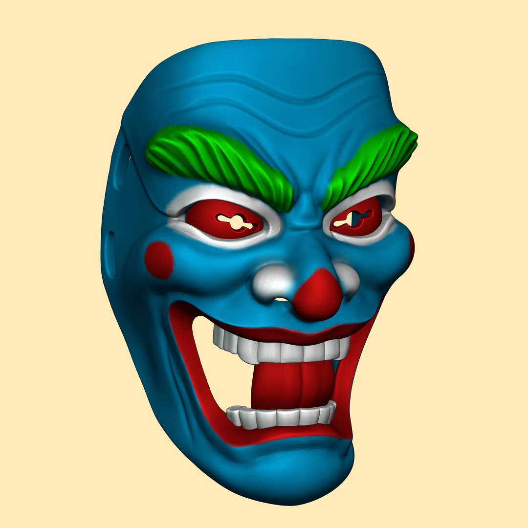 Clown Joker Oni Mask 3D print model_1