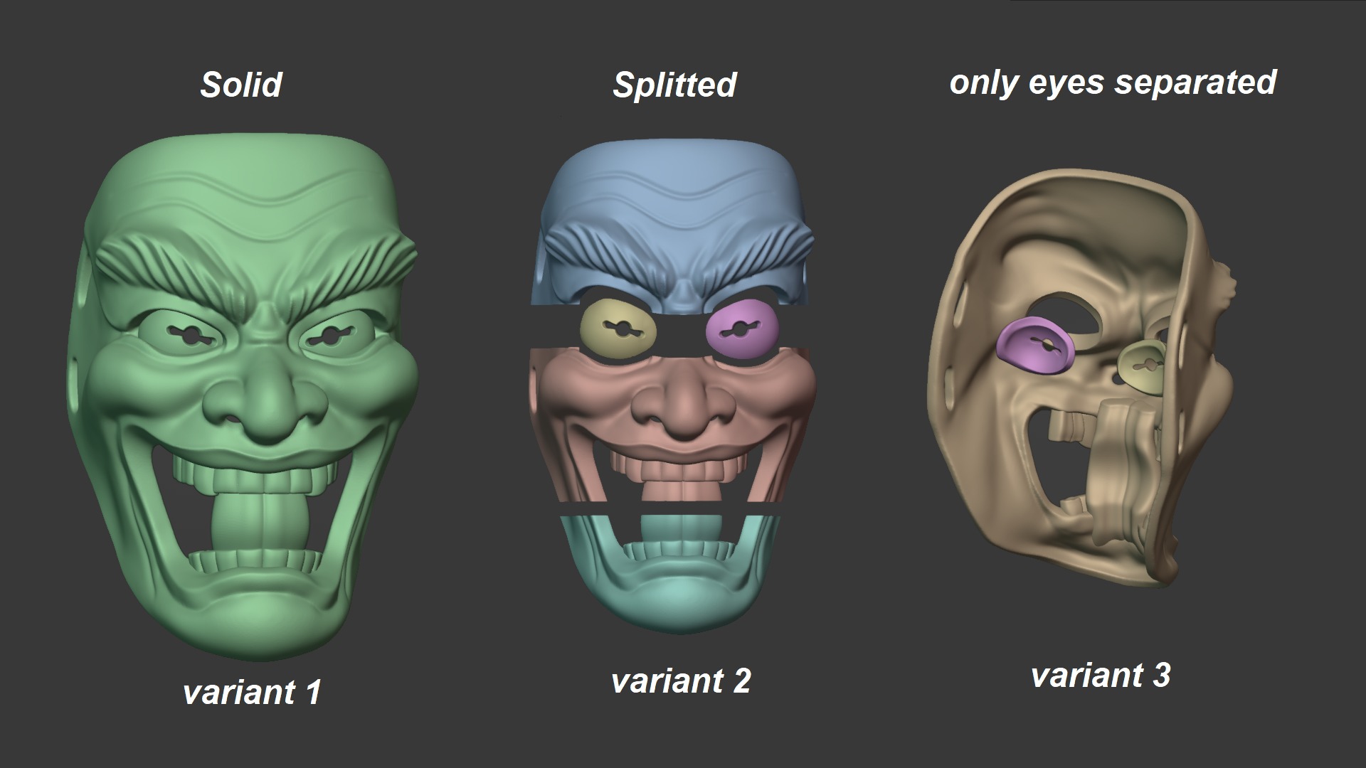 Clown Joker Oni Mask 3D print model_8