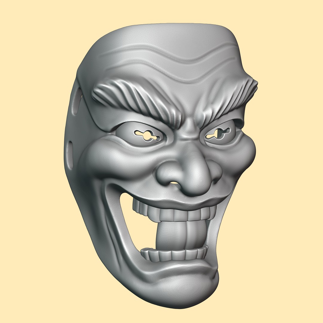 Clown Joker Oni Mask 3D print model_3