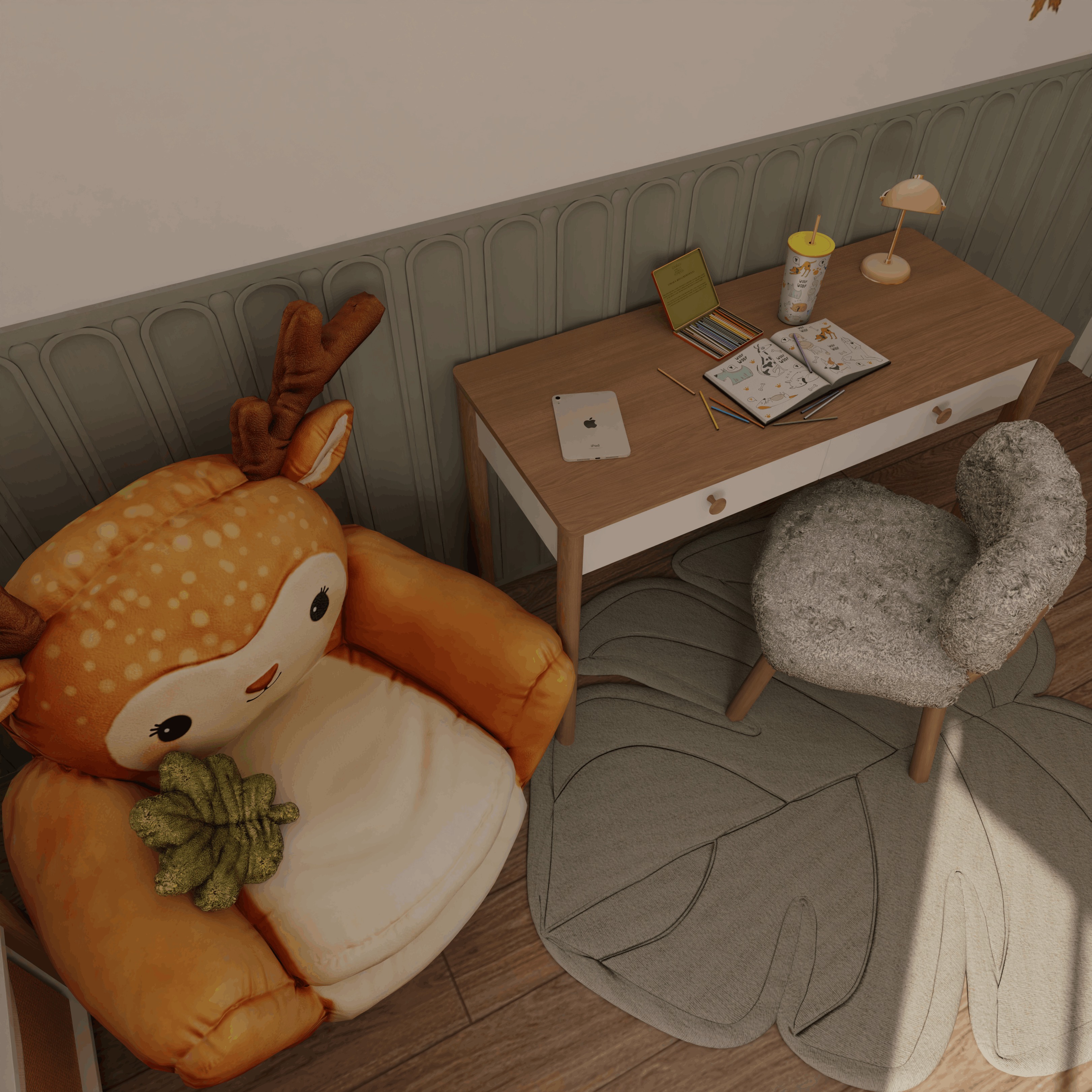 Autumn Kids Room Blender Scene 3D model_6