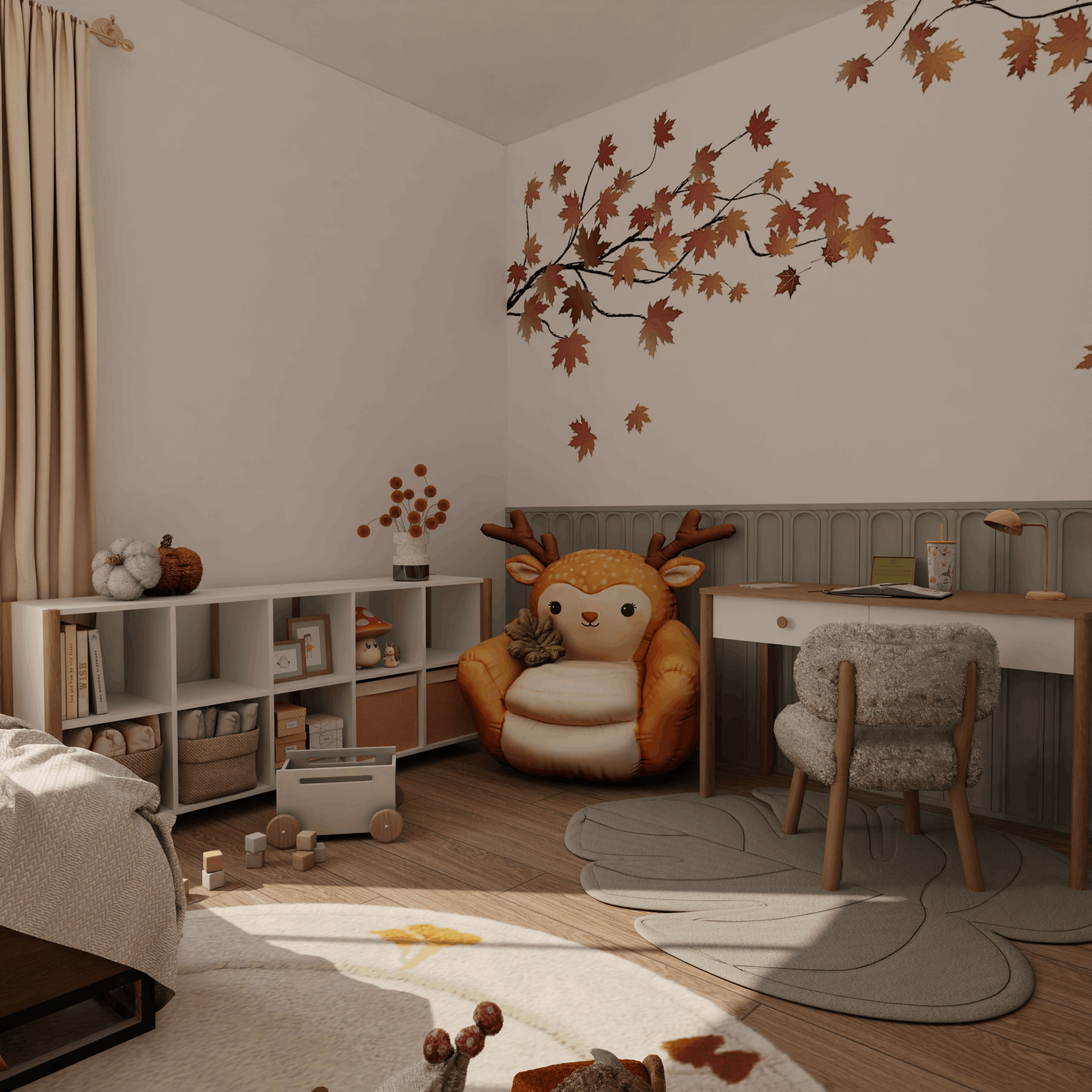 Autumn Kids Room Blender Scene 3D model_4