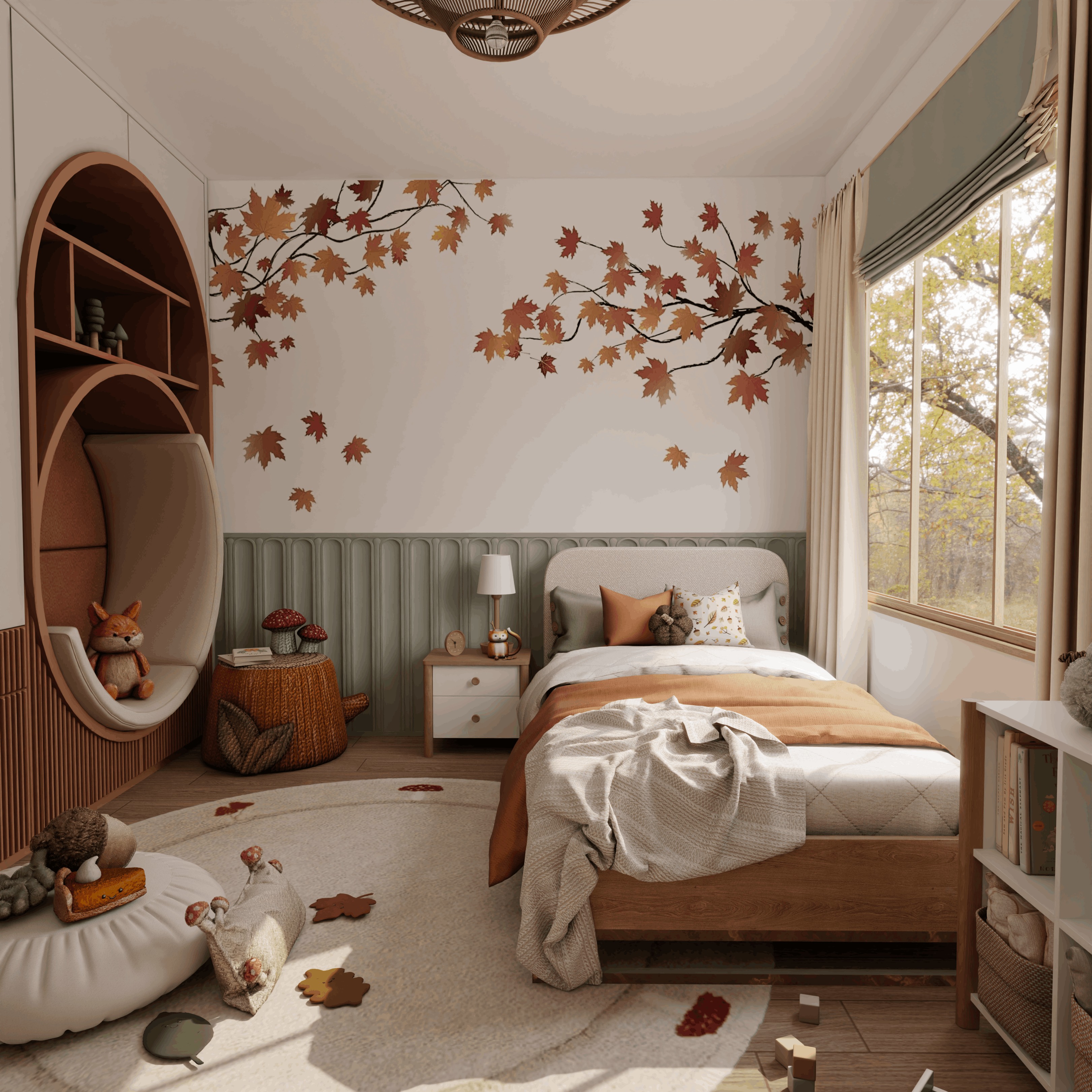 Autumn Kids Room Blender Scene 3D model_1