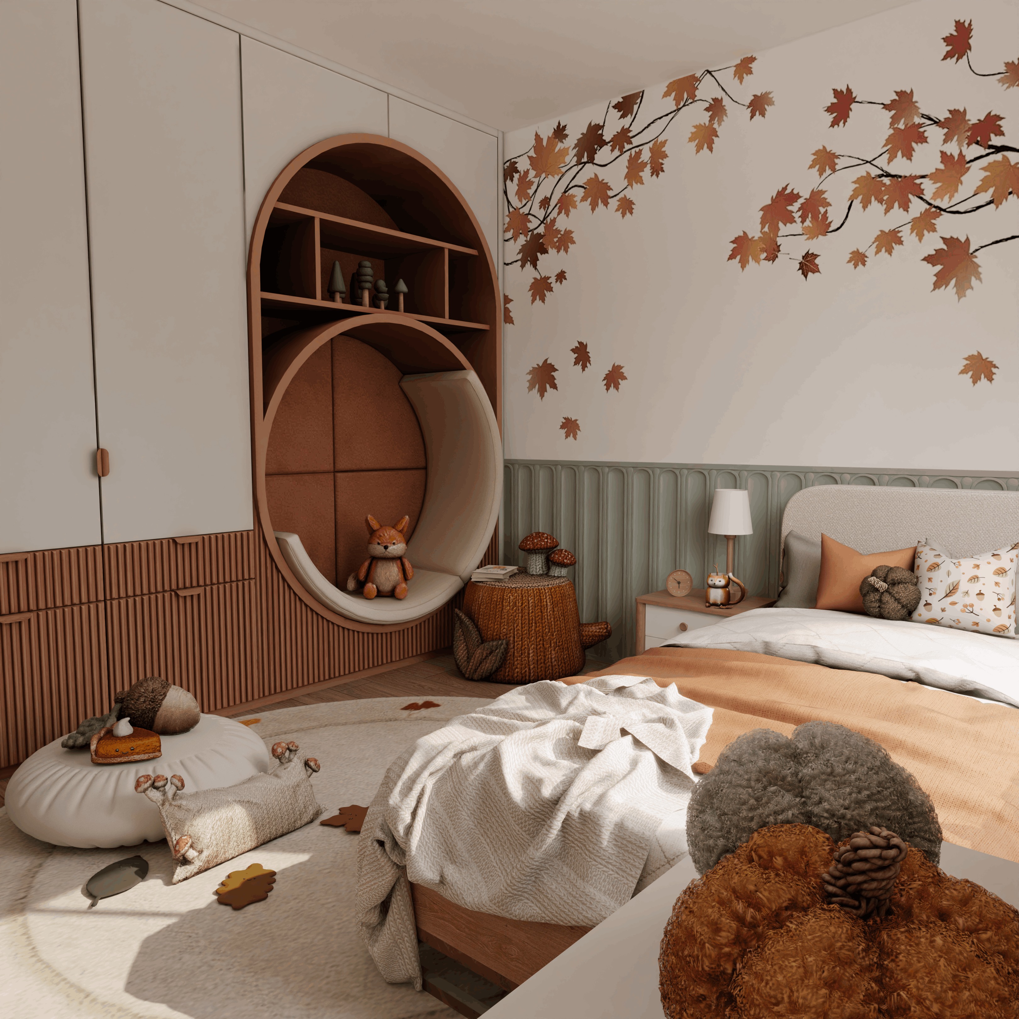 Autumn Kids Room Blender Scene 3D model_2